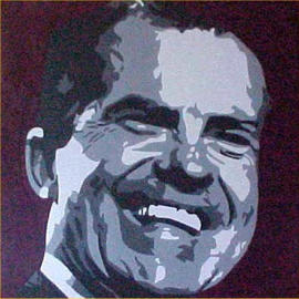 Asbjorn Lonvig: 'nixon', 2000 Acrylic Painting, Portrait. Artist Description: By Morten Lonvig, my eldest son. My role in this is being a consultant and being proud. By means of the newest technology and ancient portrait art using computer, paintbrush and acrylic on canvas Morten has developed his own very unique style in portrait painting. As an assignment ...