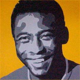 Asbjorn Lonvig: 'pele', 2000 Acrylic Painting, Portrait. Artist Description: By Morten Lonvig, my eldest son. My role in this is being a consultant and being proud. By means of the newest technology and ancient portrait art using computer, paintbrush and acrylic on canvas Morten has developed his own very unique style in portrait painting. As an assignment ...