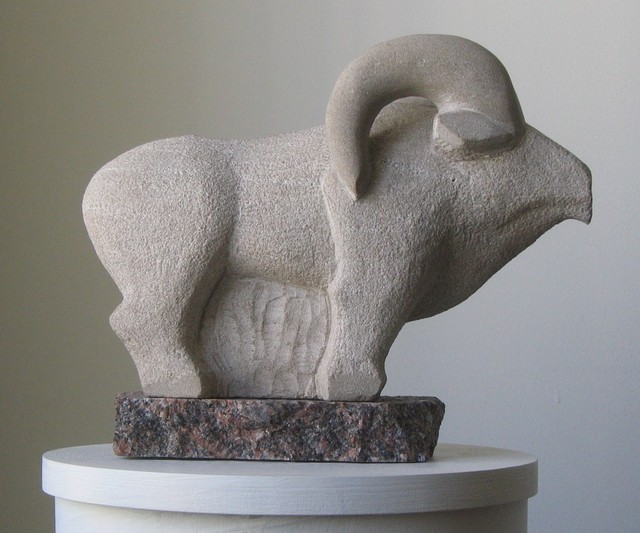 Lou Lalli  'Ram', created in 2010, Original Sculpture Stone.