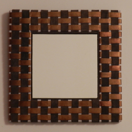 brown checkered mirror   By Evelyne Parguel