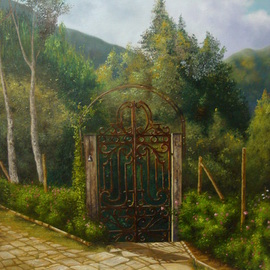 Luiz Henrique Azevedo: 'An Itaipava gate', 2013 Oil Painting, Interior. Artist Description: Former the first gate to surpass when we arrive in a lovely Itaipava house. ...