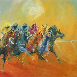 Tom Lund-lack: 'Energy 4', 2010 Oil Painting, Equine. Artist Description:    The fourth painting in a series exploring the ways in which horse racing can be rendered to capture power, energy and drama.  ...