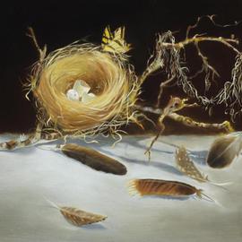 Lucille Rella: 'Bird Nest', 2006 Oil Painting, Still Life. 