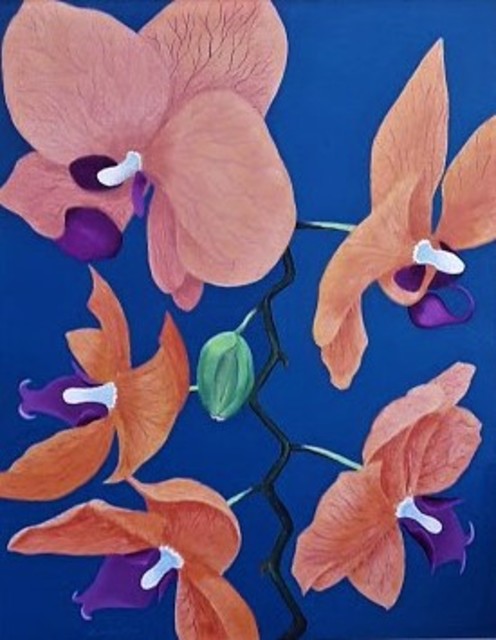 Lora Vannoord  'Five Orchids', created in 2020, Original Painting Oil.