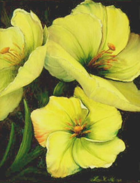 Artist Lora Vannoord. 'Yellow Flowers 1' Artwork Image, Created in 2009, Original Painting Other. #art #artist