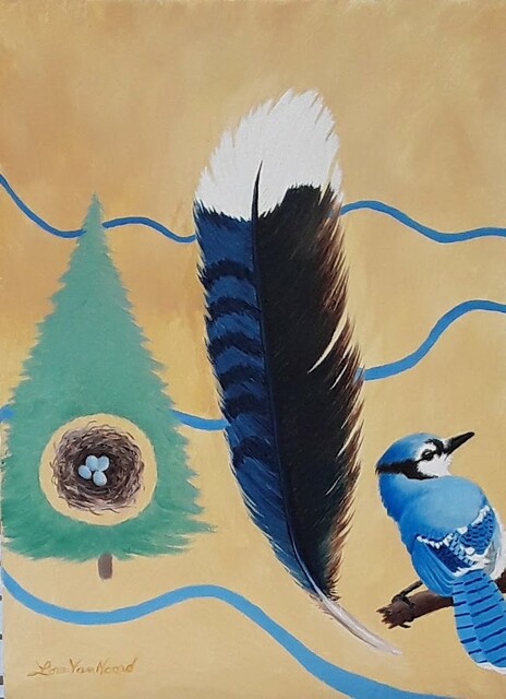 Lora Vannoord  'The Blue Jay', created in 2023, Original Painting Oil.