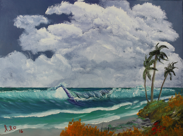 Leonard Parker  'Tropical Windy Day', created in 2016, Original Painting Oil.