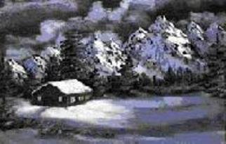 Leonard Parker: 'Winter Cabin', 1997 Oil Painting, Landscape. 