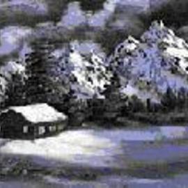 Leonard Parker: 'Winter Cabin', 1997 Oil Painting, Landscape. 