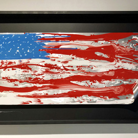 Mac Worthington: 'america edition xviii', 2019 Aluminum Sculpture, Abstract Figurative. Artist Description: This edition is aluminum painted automotive enamel floating in a shadowbox frame.Signed   dated. Certificate of Authenticity. Ready to hang...