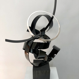 Mac Worthington: 'dancing alone', 2021 Aluminum Sculpture, Abstract. Artist Description: Table Top SculptureWelded with a high polish brush finish painted high gloss pitch black.Available. Signed   dated. Certificate of Authenticity.Delivery   shipping availableStudio: 5935 Houseman Rd, historic Ostrander, Ohio.For further information on this piece or to discuss a custom design please call 614 | 582 | 6788 ...