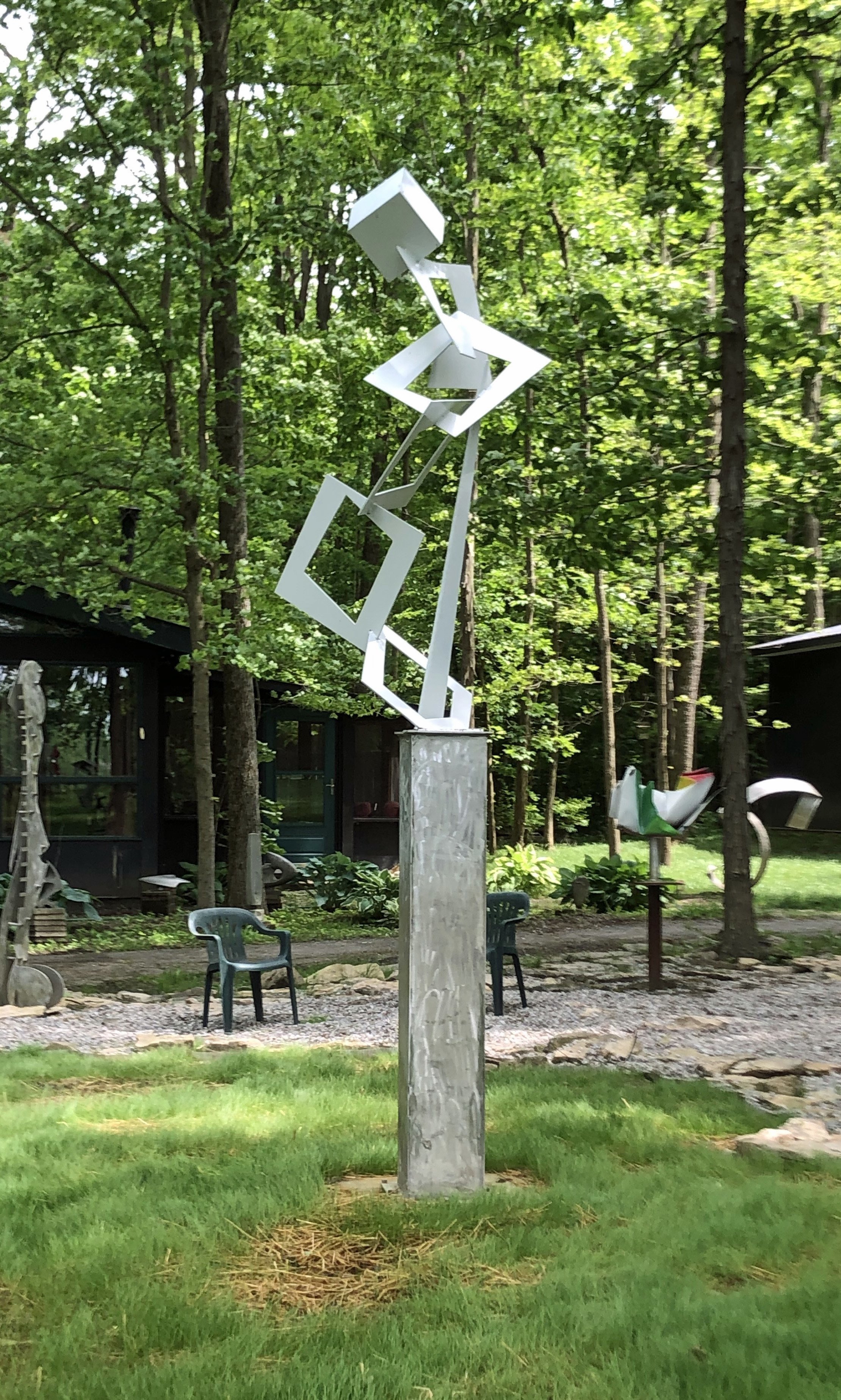 Mac Worthington: 'flight of angels', 2020 Aluminum Sculpture, Abstract. Welded aluminum painted pearl white. Abstract outdoor sculpture...