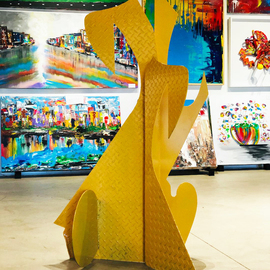 Mac Worthington: 'yellow shadows', 2020 Aluminum Sculpture, Abstract. Artist Description: Outdoor Welded aluminum painted automotive acrylic   clear coated. Available. Signed   dated. Certificate of Authenticity. Installation, delivery or shipping is available. ...