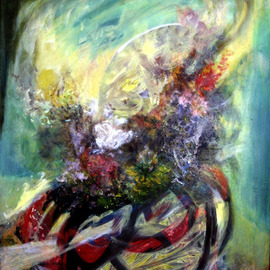 Magda Santiago: 'Flora Yo', 2004 Oil Painting, Floral. 