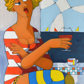 Marco Colella: 'Sogno questo cielo', 2015 Oil Painting, Abstract Figurative. Artist Description:    canvas, oilpainting, figurativeart, sky, sea, woman, couple, dancing    ...