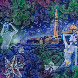 Setyo Mardiyantoro Artwork bathing in Venice, 2016 Acrylic Painting, Inspirational