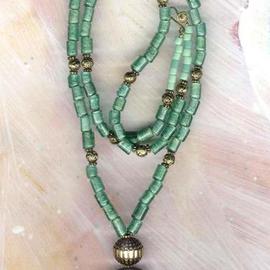 Bali With Green Beads  By Margaret Stone