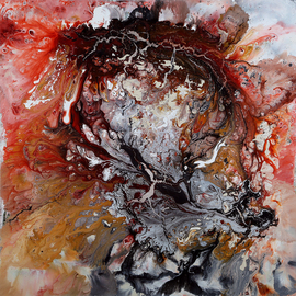 C. Mari Pack: 'Depth or Surface', 2015 Acrylic Painting, Abstract. Artist Description:  Original poured large scale poured acrylic painting. Deep earth tones, black, white, tan, crimson. ...