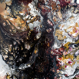 C. Mari Pack: 'Desire to Live Desire to Die', 2015 Acrylic Painting, Abstract. Artist Description:  Original poured large scale poured acrylic painting. Deep earth tones black, white, tan and crimson. It is inspired by the earth and covered in a clear coat of medium that produces a surf board finish similar to resin. All materials used are archival. ...