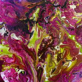 C. Mari Pack: 'Once Upon a Dream', 2014 Acrylic Painting, Abstract. Artist Description:      One of a kind original poured acrylic abstract painting on a canvas panel surface, using: Magenta, Lime Green and Titanium White.  All materials used are archival. Abstract, energy, fluid, pouring, movement, spiritual          ...