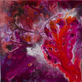 C. Mari Pack: 'The Manipulation of Energy', 2014 Acrylic Painting, Abstract. Artist Description:  Original poured acrylic painting. Deep pink tones, with contrasting white and bright orange. It is coated with an acrylic medium giving the piece a surf board finish similar to resin. All materials used are archival. ...