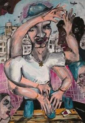 Marina Toshich: 'Trickman at The Old Bus Station Tel Aviv', 2004 Acrylic Painting, Fantasy. 