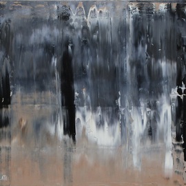 Marino Chanlatte: 'Enigmas', 2016 Oil Painting, Abstract. Artist Description:  This painting continue the series of Oceans but incorporate some figures and silhouettes reflections making more complex the composition and the feelings behind the painting. Thank you. Edges of the canvas are painted in black, 1. 5 depth, ready to hang.Abstract, expressionism, black, neutral, contemporary, abstract art, ...