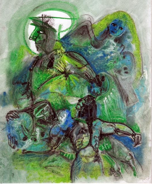 Mario Ortiz Martinez  'Dante In Green', created in 2021, Original Collage.