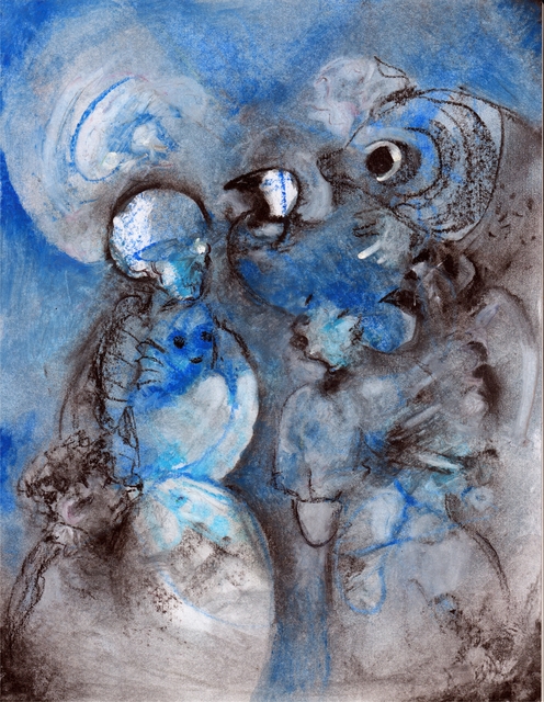 Artist Mario Ortiz Martinez. 'Dialogue In Blue' Artwork Image, Created in 2021, Original Collage. #art #artist