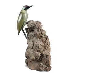 Mark Dedrie: 'green woodpecker', 2018 Bronze Sculpture, Birds. Green woodpecker...