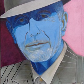 Mark Wholey: 'portrait of leonard cohen', 2018 Oil Painting, Portrait. Artist Description: Shortly before Leonard died i made this portrait. I love his smooth mysterious poetry and used that as the style for this painting. ...