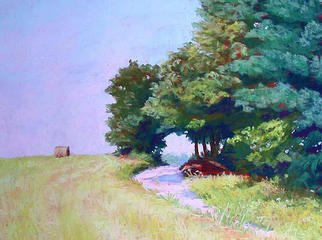 Marsha Savage: 'The View Thru', 2002 Pastel, Landscape. I love paintings of bales of hay and roads or paths leading somewhere. Don' t you want to know what is around the bend? Enjoy the warmth and smell of this painting. ...