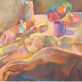 Martha Hayden: 'Still Life with Loaves', 2010 Oil Painting, Still Life. Artist Description:  Landscape, Michigan, Wisconsin artist, woman painter, color, composition, trees, rural, outdoor, ...
