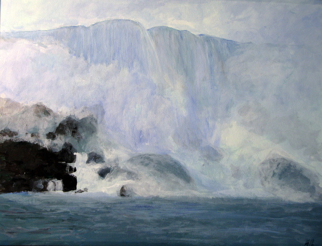 Artist Marty Kalb. 'Niagara Falls 4 Black Rocks' Artwork Image, Created in 2007, Original Painting Oil. #art #artist