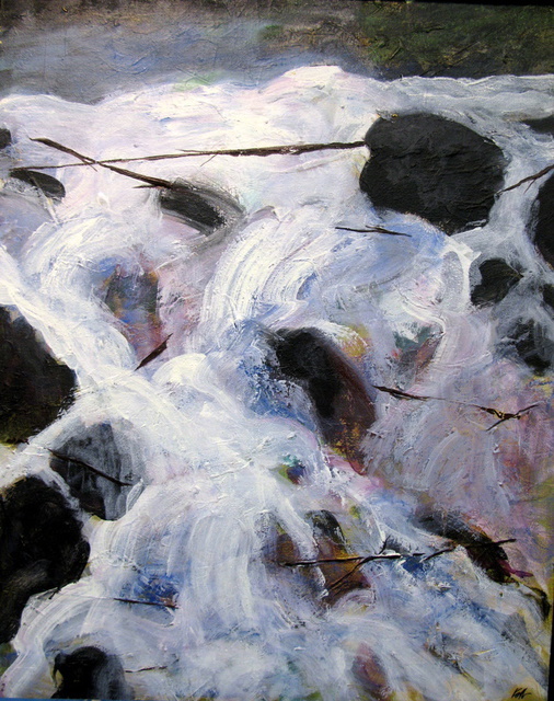 Artist Marty Kalb. 'Waterfall Cascade' Artwork Image, Created in 2006, Original Painting Oil. #art #artist