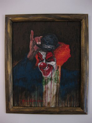 Marvin Teeples: 'Drippy Clown', 2008 Acrylic Painting, Clowns.  This is a acrylic painting on board. It comes framed. It would be perfect to hang over your bed. Sweet dreams.   ...