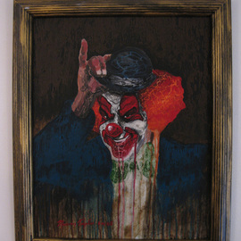 Marvin Teeples: 'Drippy Clown', 2008 Acrylic Painting, Clowns. Artist Description:  This is a acrylic painting on board. It comes framed. It would be perfect to hang over your bed. Sweet dreams.   ...