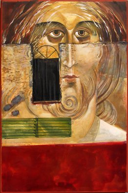 Mary Jane Miller: 'Behind the Wall', 2012 Tempera Painting, Christian.                  egg tempera, new age, christian, angels, religious, icons, iconography, spiritual, Christ, contemportary, image, women of God, women, feminine, mary jane miller                 ...
