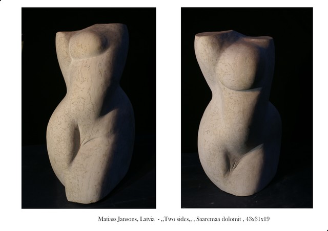 Matiass Jansons  'Two Sides Divas Puses', created in 2018, Original Sculpture Marble.