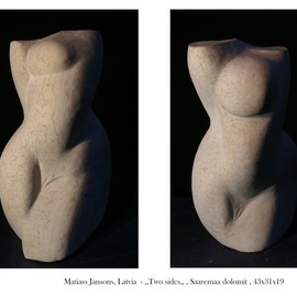 Matiass Jansons: 'two sides divas puses', 2018 Stone Sculpture, Figurative. 
