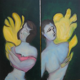 Corinne Medina-saludo: 'EVA AND ADAM', 2014 Oil Painting, Archetypal. Artist Description:  EVA AND ADAM,  ...