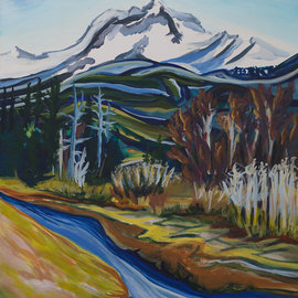 Melissa Burgher: 'Mt Garibaldi ', 2015 Acrylic Painting, Landscape. Artist Description:  # mountains # river # Mt. Geribaldi # whistler # Vancouver # Squamish # outdoors # painting # original # plein air   ...