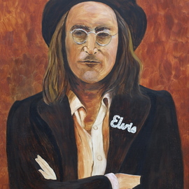 Michael Iskra: 'john lennon', 2009 Oil Painting, Portrait. Artist Description: John Lennon standing on the roof of The Dakota building...