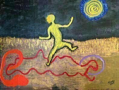 Michael Schaffer: 'Dancing in the Moonlight', 2004 Acrylic Painting, Abstract Figurative. A dream I had. I represent the love of feeling free that we all strive to experience. ...