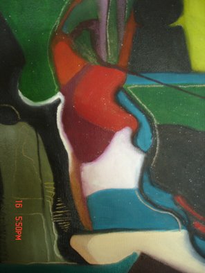 Mike Garibay: 'Time out', 2009 Oil Painting, Abstract.  bold shapes of color and shadow with etching. ...