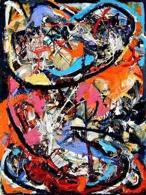 Michael Leyton: 'Night Seeing', 1991 Oil Painting, Abstract. 