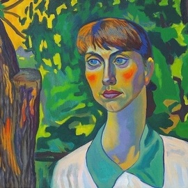 Moesey Li: 'Spring girl', 1994 Oil Painting, Portrait. Artist Description: realism, portrait, woman, spring, tree...