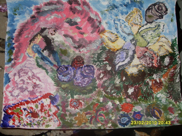 Luca Monalisa  'Flowers Queen', created in 2010, Original Painting Tempera.