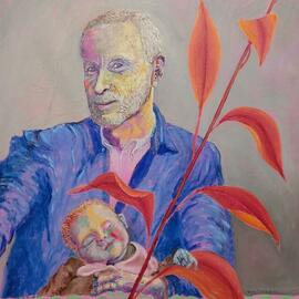 Guy Octaaf Moreaux: 'richard sleeps', 2024 Oil Painting, Portrait. Artist Description: Richard, is the latest new member of the family. A sleeping baby gives a peaceful and happy aura.Acrylic and oilpaint on canvas. ...