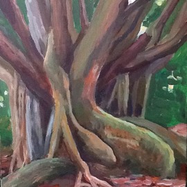 Philip Riley: 'banyan tree', 2022 Acrylic Painting, Landscape. Artist Description: On- site painting of banyan tree in Hawaii...